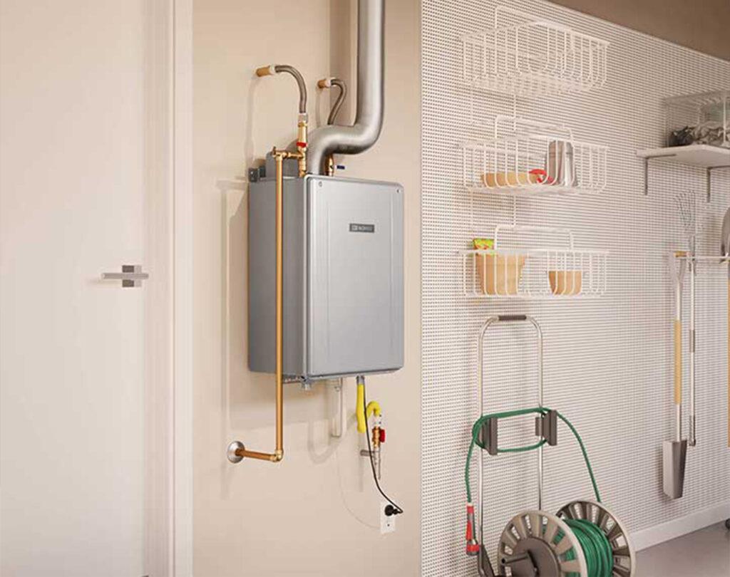 Tankless hot water heater installed