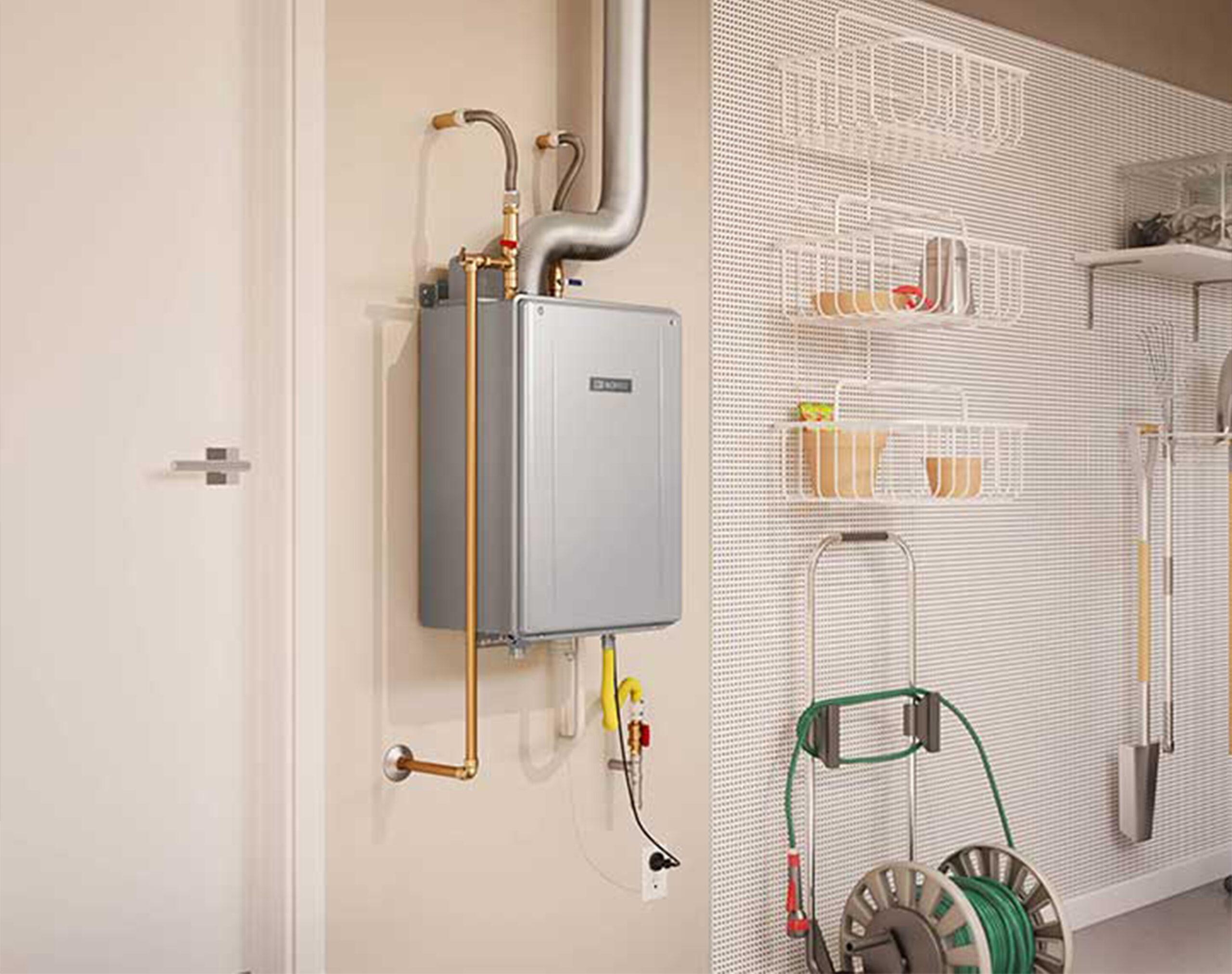 Tankless hot water heater installed